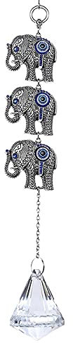 YFCTLM Suncatcher Three Elephants Suncatcher Home Protection Hanging Charm with Crystal Prisms Ornament Garden Decor
