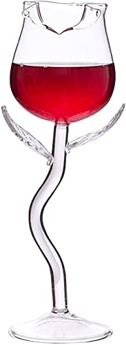 YRHH Juego De Copas De Vino Copas De Vino Rosadas Copa De Vino Tinto De Tallo Largo Copa De Vino Creativa con Copa De Flores Rosadas Juego De Regalo para Fiesta De Cumpleaños