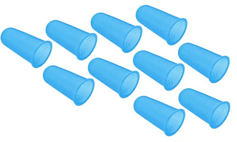 PATIKIL 0.87 10Pack Gummi Fingerspitze Silikon Daumen Fingerkuppen Schutz Abdeckungen Schutz Finger Griffe Fingerhut für Büro Zählen Sortieren Nähen Großformat Blau