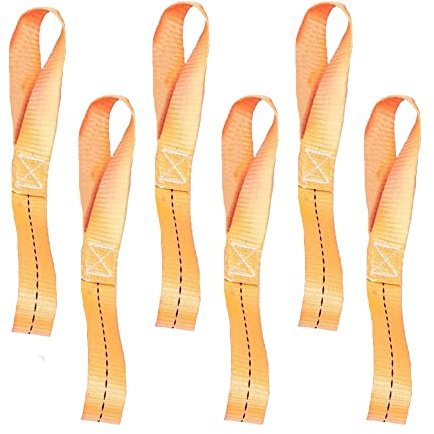 Lot de 6 sangles d'arrimage à boucle souple, 25 x 400 mm, sangles de tension en nylon très résistantes pour VTT, UTV, moto – Orange