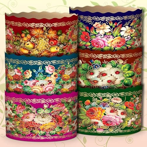 6pcs Baking Paper Molds for Easter Bread Cakes Panettone Paska Zhostovo 155 * 115mm