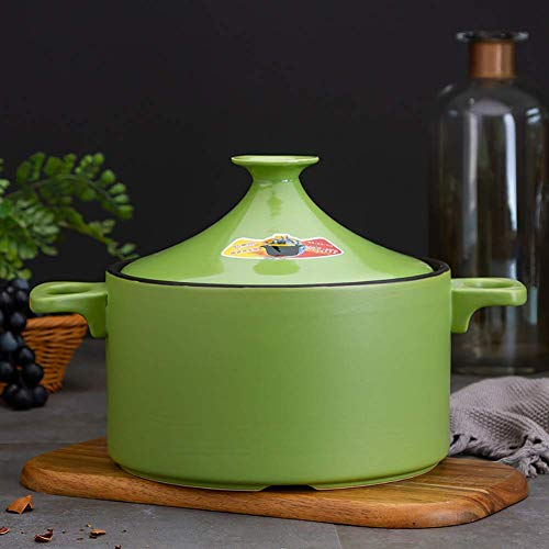 Soupe Marocaine Hot Pot Ustensiles de Cuisine Pot sain Pot en Terre avec Couvercle Casserole Ronde en céramique 4,75 pintes