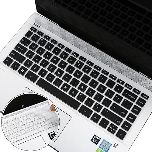 2Pcs Silicone Keyboard Cover for HP Pavilion x360 14 Laptop 14M-CD0003DX 14M-CF0020UR 14-CF0014DX 14-CD0011NR 14-DF0023CL 14-DF0023CL 14M-DH0003DX 14M-DH1001DX 14M-DH1003DX (Black+Clear)