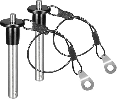 2 perni di bloccaggio a sfera in acciaio inossidabile 304, perno di bloccaggio a pulsante a sgancio rapido con cavo da 24 cm (diametro 8 mm, lunghezza utilizzabile 41 mm)