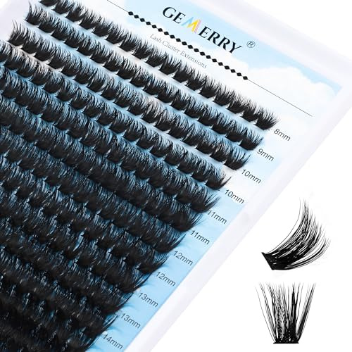 GEMERRY Wimpern Extensions 80D 0.07 C Curl Clusterwimpern Individuelle Cluster Lashes 8–16 mm Lashes Cluster zu Hause(80D-0.07C-8-16 mix)
