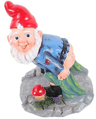 BESPORTBLE Nain De Jardin Coquin Figurine Ornement Extérieur Décoration De Pelouse avec GNOME Statuette pour Parterre De Fleurs