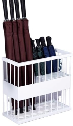 Regenschirmhalter Regenschirmständer Metall-Schirmständer, Für Mall Apartment Hall, Regenschirme, Spazierstöcke, Rechteckiges Aufbewahrungsregal Schirmständer ( Color : White , Size : 48x21x44cm )