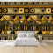 Papier Peint Mural Salon Imprimé Ethnique Doré 350 x 256 cm Papier Peint Panoramique Intissé Moderne, Décoration Murale Poster Tableaux Muraux Imprimé 3D Tapisserie Photo