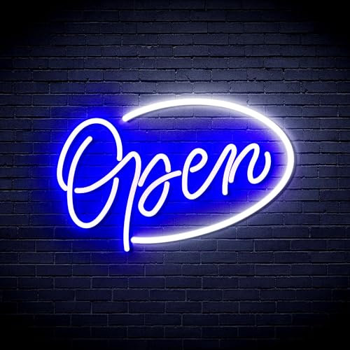 ADVPRO Open Sign Flex Silikon-LED-Neonschild – Weiß & Blau – st16s43-fnu0079-wb