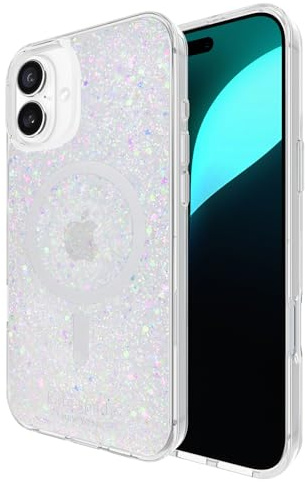 Kate Spade New York iPhone 16 Plus case - Compatible with MagSafe - Designer Phone Case - Chunky Glitter Iridescent