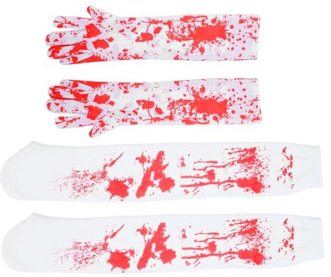 TOYANDONA Blutige Handschuhe Strümpfe Set Realistische Flecken Kostüme für Halloween Party