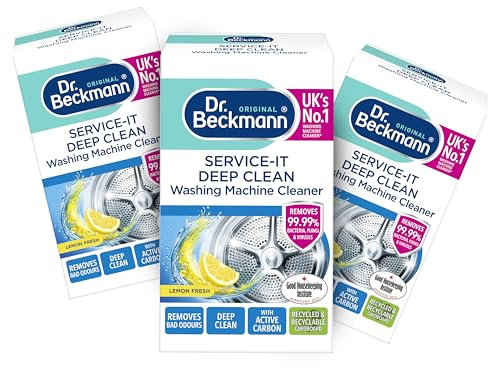 Dr. Beckmann Service it Deep Clean Washing Machine Cleaner, Removes 99,99 percent of bacteria and fungi and viruses, eliminates bad odours, Pack of 3 x 250 g