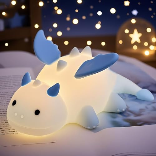 Drachen-Nachtlicht, Süße Geschenke für Babydrachen, niedliches Silikon Nachtlicht, Kinderzimmer-Dekoration, Geschenk für Kinder, Jugendliche, Erwachsene, perfekt für Weihnachten und Geburtstage
