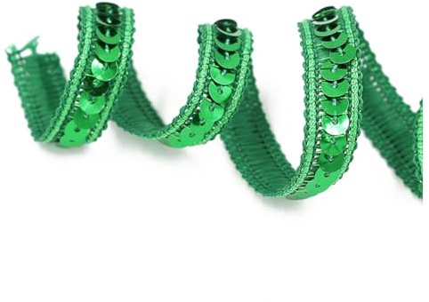 Hrlace 1.2 cm Paillettenband Glitzer Pailletten Spitzenband Paillettenborte Dekoband Pailletten Bänder für DIY Nähen Kostüme Kleid Stirnband Handwerk Hochzeit Deko Heimdekoration 14#Weihnachtsgrün 20m