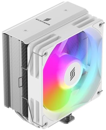 SILENTWARE Bora RGB White CPU-Luftkühler, 5 Kupfer-Heatpipes, 120mm leiser PWM Lüfter mit Hydro-Lager, A-RGB Beleuchtung, TDP bis 215W, Kompatibel mit Intel LGA 115X/1200/1700/1851 und AMD AM4/AM5