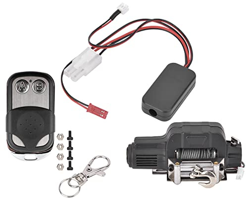 equlup RC Car Winch Single Motor Winch with Remote Controller for 1/10 RC Crawler Car Upgrade Accessories Electic MetalWinch