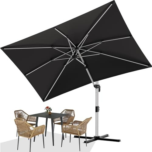 Devoko Alluminio Ombrellone da Giardino 3x4m Copertura,Tettuccio monostrato Ombrellone da Balcone Impermeabile,Ombrelloni da Esterno con Protezione UV50+,Ombrellone da Terrazzo Rotazione 360°,Grigio