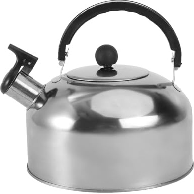 Tetera de Acero Inoxidable Silbato y Fondo Plano 2l Plata | Calentamiento Rápido, Asa de Plástico, Diseño Elegante para Cocina y Uso en Inducción