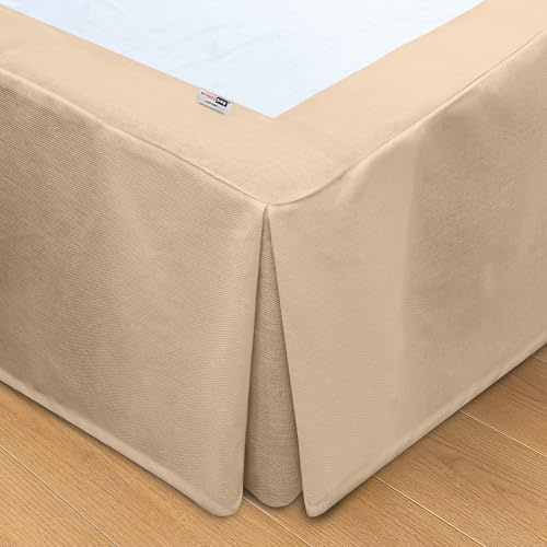 Wrappybag Jupe de Lit Cache Sommier 90 x 190 Longue Descente Jusqu’au Sol – Rénove et Protège sommier – Couleur Beige – 6 Tailles Disponibles
