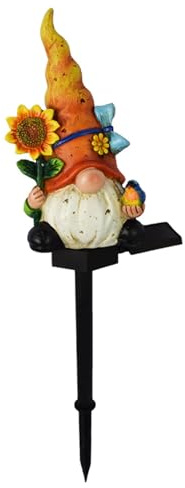 Nain de nain lumineux pour décoration extérieure, jardin, maison, piquets décoratifs à DEL pour allée, terrasse, cour, étoile (orange, taille unique)