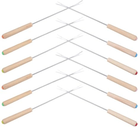 PRETYZOOM 12 Tenedores para Fondue de Acero Inoxidable: Mangos de Madera codificados por Colores - Tenedores de cm para Queso, Chocolate y Fruta