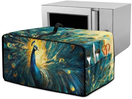 Xoenoiee Elegante funda antipolvo para horno tostador con asa y bolsillo lateral, universal, para cocina, pequeños electrodomésticos, protector de horno tostador, pequeño