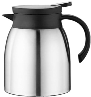 F Fityle Caraffa Termica per caffè in Acciaio Inossidabile, bollitore sottovuoto a Doppia Parete, brocca per Bevande da 1 litro, brocca isolata sottovuoto per, Argenteo
