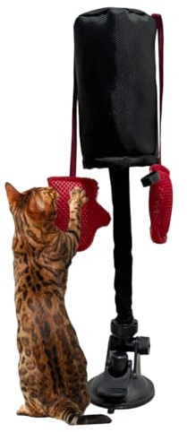 Katzen Boxsack Spielzeug-13.97×29.21cm, Katzenspielzeug Boxsack-Trainingsgerät Für Kätzchen, Katzenspielzeugs Mit Hängenden Boxhandschuhen, Rot Interaktives Boxen Katzenspielzeug, Für Katzen, Welpen