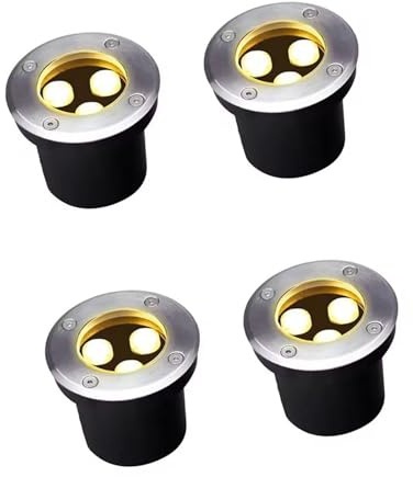 4PCS Outdoor Buried Lamp - LED Landscape Lights - 3W Ring Fountain RGB Ground Recessed Spotlight, Ground Spot Lights, IP67 Garden Recessed Floor Lamp(Red,12V)