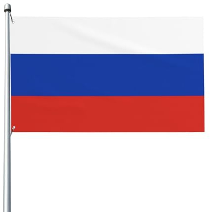 Bandera rusa. Impresión de una sola cara, 9,9 x 1,5 m, ligera y fluida, adecuada para exhibición en interiores y exteriores.
