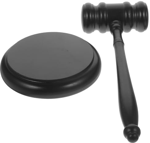 DINHEAROM Mazo de Juez de Madera de Haya Pintada 42mm X 90mm Base para Subasta y Corte, Accesorio Multifuncional para Jueces, Abogados y Estudiantes de Derecho