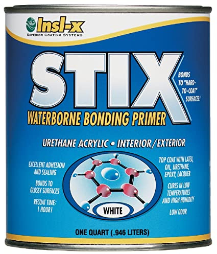 Insl-X SXA-110 Stix Waterborne Bonding Primer Acrylic Interior/Exterior Glossy, 1 Quart (White)