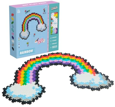 Plus Plus Building Blocks Toy - 500 pc Puzzle by Number Rainbow, Logic Build Kids Crafts Jigsaw, Make Your Own Kids Bedroom Accessories - STEM Learning Resources - Boys and Girls Toys Age 5 Plus