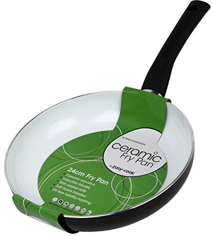 Easy Cook 1554 24cm Ceramic Frying pan, Aluminium, Black and White, 24 cm