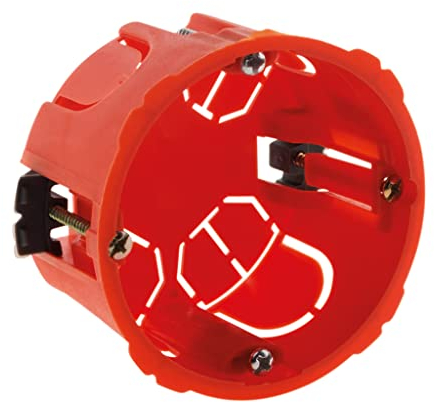 Zenitech - Caja Placo Ø67 mm P40 mm - Para Equipos Eléctricos con Tornillos y Garras - Empotrable en Muros de Placa de Yeso - Alta Resistencia al Fuego 850° - Tornillos Incluidos - Roja