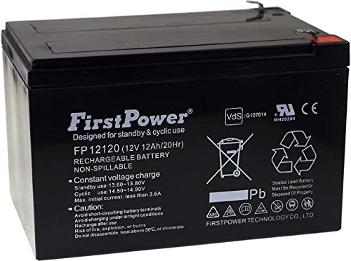 FirstPower Blei-Gel Akku FP12120 12Ah 12V VDs, 12V, Lead-Acid