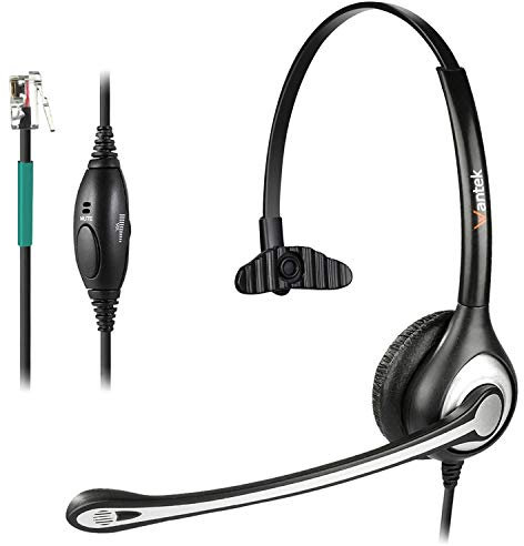 Wantek Corded Telephone Headset Mono w/Noise Canceling Mic for AVAYA Aastra Allworx Adtran Alcatel Lucent AltiGen Comdial Digium Gigaset InterTel Mitel Plantronics MiVoice Landline Deskphones(F600S1)