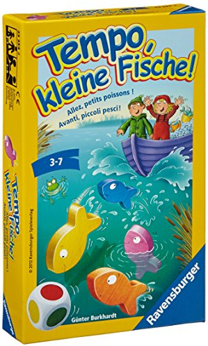 Ravensburger 23334 - Tempo, kleine Fische, Mitbringspiel für 1-6 Spieler, Kinderspiel ab 3 Jahren, kompaktes Format, Reisespiel, Brettspiel - Geburtstagsgeschenke