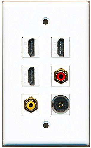 RiteAV – 3 HDMI 1 puerto RCA rojo 1 Puerto RCA amarillo 1 Puerto Toslink Pared Placa