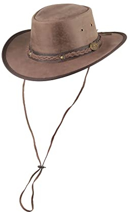 Henbury – Lederhut aus weichem Rindsleder im Vintage-Look | Wasserabweisender Outdoorhut mit Kinnriemen & elastischem Kopfband | Knautschbar & formstabil