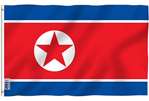 ANLEY Fly Breeze Bandera de Corea del Norte de 3x5 pies - Color vivo y resistente a la decoloración UV - Encabezado de lona y doble costura - N Banderas nacionales coreanas Poliéster con arandelas