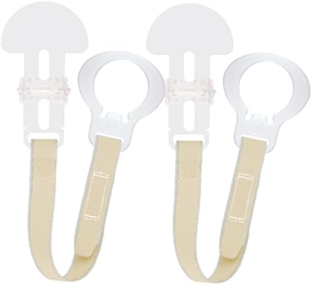 MAM Dummy Clip | 2 Pack | Baby Soother Clips Fit All MAM Soothers | Adjustable Length and Lightweight Design | Baby Accessories | Plain Stone | Dummies Not Included