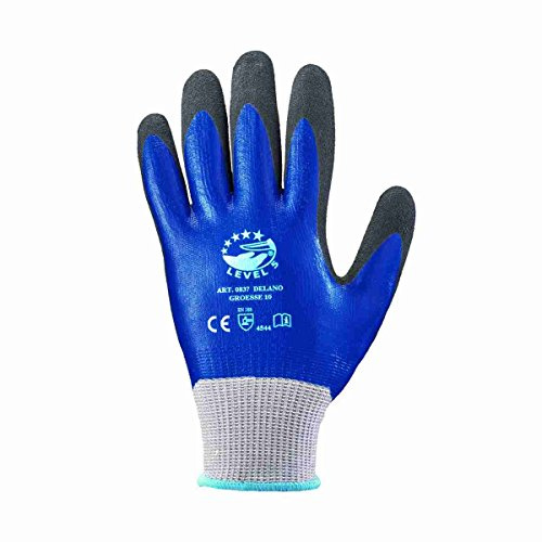 12 Paar Schnittschutz-Handschuhe Klasse 5 Level-5 *Delano* dunkelbau/schwarz
