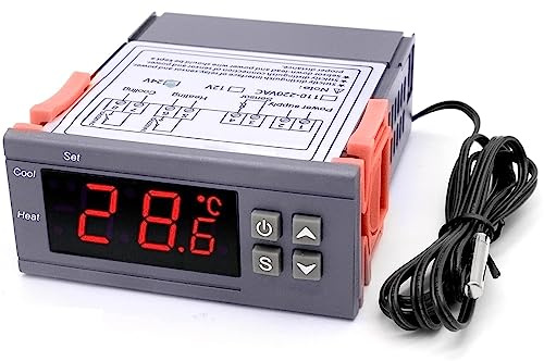 ARCELI Zweistufiger 12V (DC) digitaler Temperaturregler Fahrenheit Thermostat