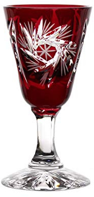 Likörglas Likörkelch Schnapsglas Wodka geschliffen Rot Kristallglas 25 ml