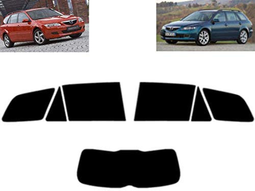 Passgenaue Tönungsfolie für-Mazda 6 5-Türen Kombi 2002-2008 Heck/Seitenscheiben (20% Schwarz)