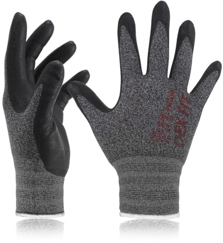 DEX FIT Arbeitshandschuhe Nitril FN330, 3D Komfort-Passform, sicherer Griff, Touchscreen, dünn & leicht, atmungsaktiv, waschbar; Schwarz Grau S (7) 3 Paare