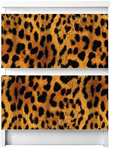 banjado® Möbelfolie selbstklebend für die IKEA Malm Kommode 2 Schubladen - Schrankfolien selbstklebend mit Motiv Leopard/Möbelfolie Malm für Kinder