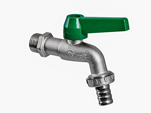 ZencQ Rubinetto a sfera portagomma 1/2” | PN16 Rubinetto Leva in acciaio, ideale per fontana da giardino, tubi da irrigazione, in casa per lavatrice