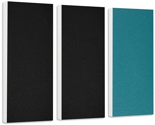 platino24 Schallabsorber COLORE aus Basotec G+ I Akustikpaneele mit Akustikfilz I 3 Wand-Paneele in Schwarz + Petrol I Akustikplatten zur Schalldämmung in Büro, Studio & Wohnung